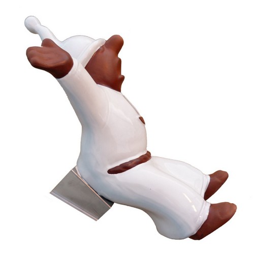 schlafwandler dachrutscher fritz auf einem Edelstahlschuh weiss glasiert