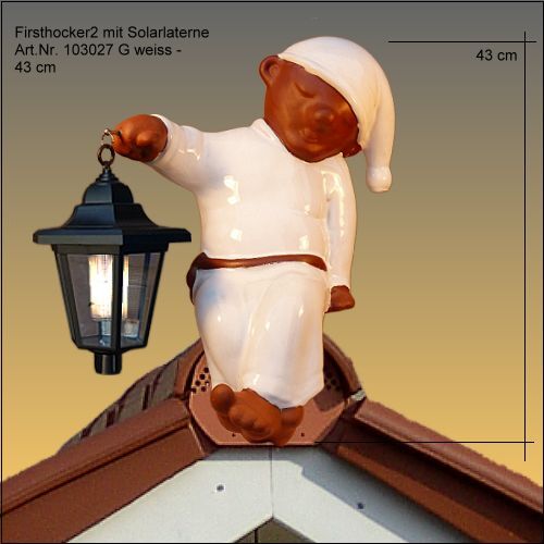 firsthocker kai als schlafwandler mit solarlaterne, ausführung in verschiedenen dachziegelglasuren