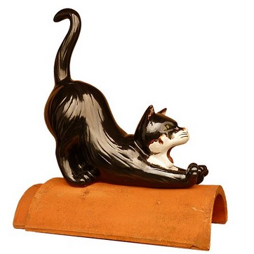 katze-mia-streckend in schwarz weiss
