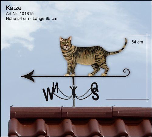 katze laufend als wetterfahne aus edelstahl bemalt