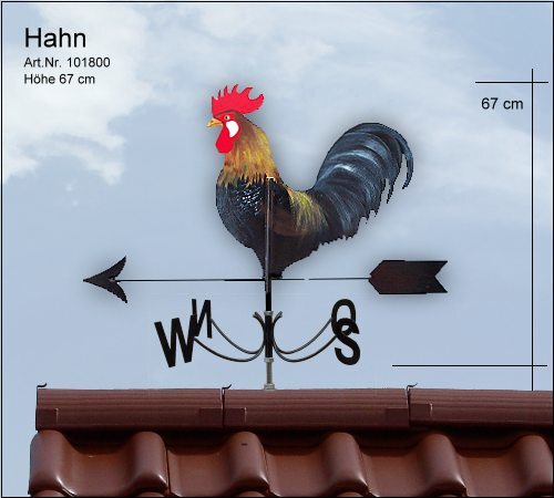 dachschmuck-wetterfahne aus edelstahl, bemalt
